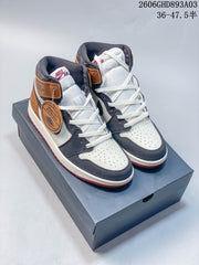 Nike Air Jordan 1 Retro High OG Sneakers – White, Gray & Brown