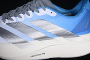 adidas Adizero Evo SL Running Shoes, White Blue and Silver