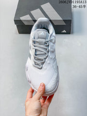 Adidas Barricade 13 Tennis Shoes, White and Silver