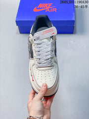 Nike Air Force 1 ’07 LV8 Low Sneakers, Ivory and Navy