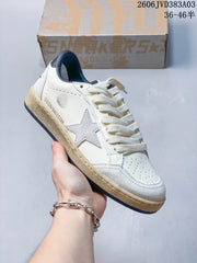 Golden Goose Super-Star Low-Top Sneakers in White and Navy