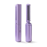 Mini Cordless Hair Straightener Brush – Ceramic Comb, USB Rechargeable, All Hair Types