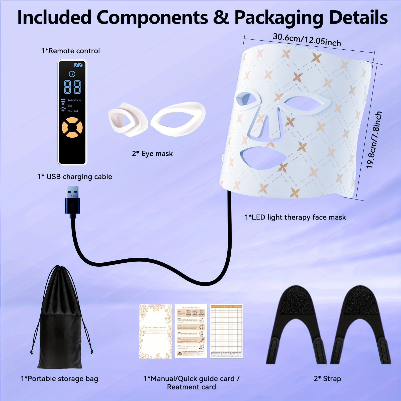 FDA Cleared LED Red Light Relax Mask, 630 Nm And 830 Nm Wavelength LED Home Light Relax Device, Electric Beauty Mask Device, Facial Skin Care Device