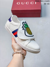 Gucci G34087 White Embroidered Low-Top Sneakers