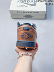 Jordan 1 Low Travis Scott Custom Sneakers Brown Navy LD8888-020