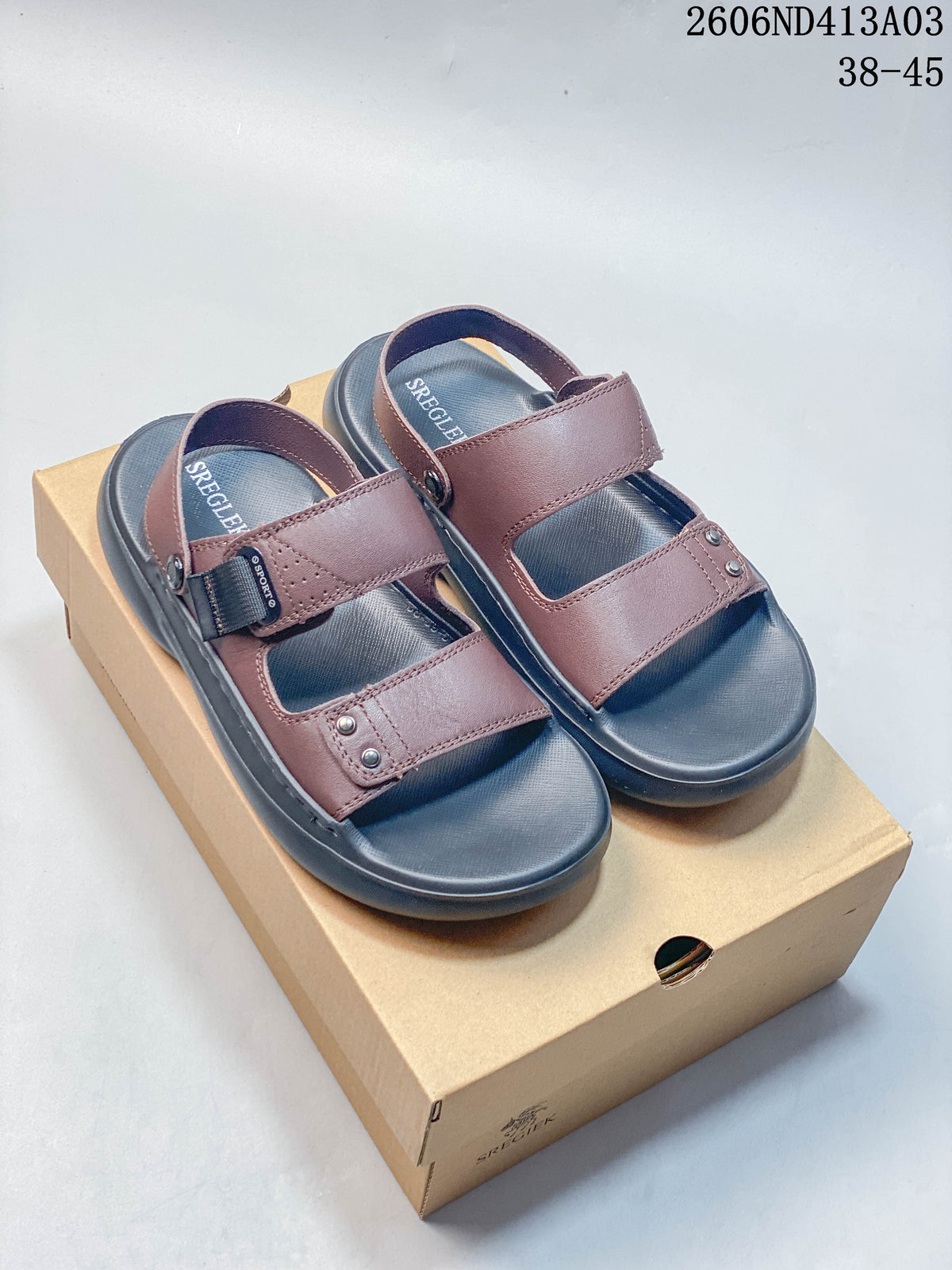 ROMON Men's Brown Adjustable Strap Sandals 06ND413A03