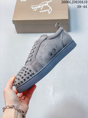 Christian Louboutin Grey Studded Low-Top Sneakers