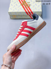 adidas Originals Gazelle Indoor Sneakers in White and Red