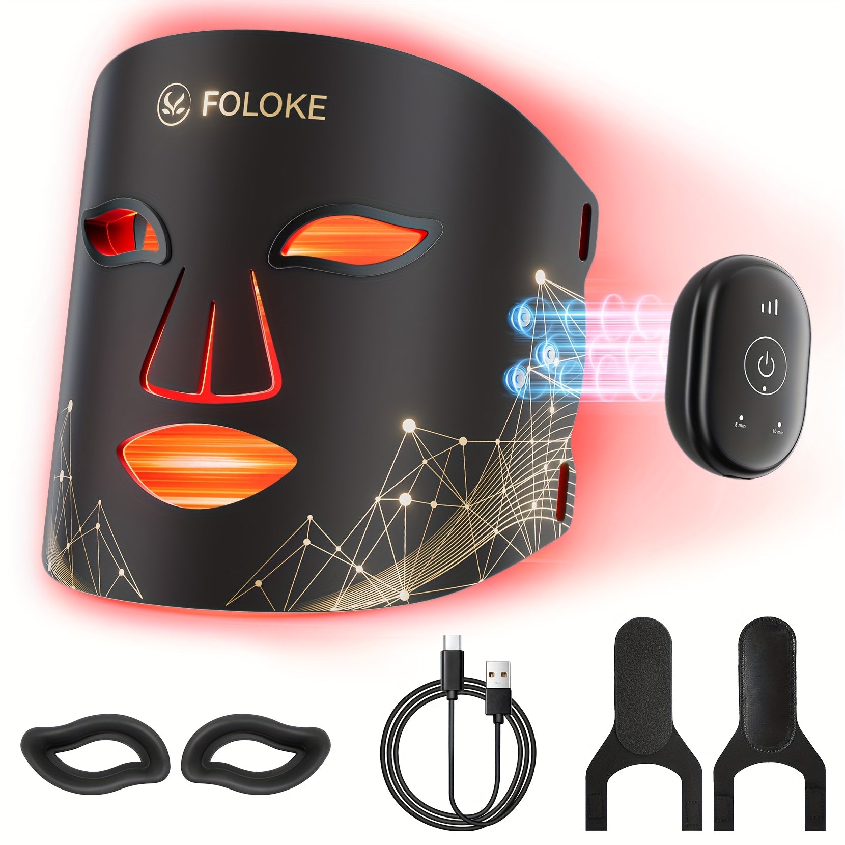 Fda Cleared FOLOKE Red Light Mask, Luminous Wireless LED Mask Light , Near Infrared Red Light (NIR), Body Beauty Machine For Home Care