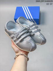 adidas Silver Three-Stripe Velcro Sneakers