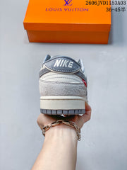 Nike Dunk Low Double Swoosh Sneakers in Grey and White