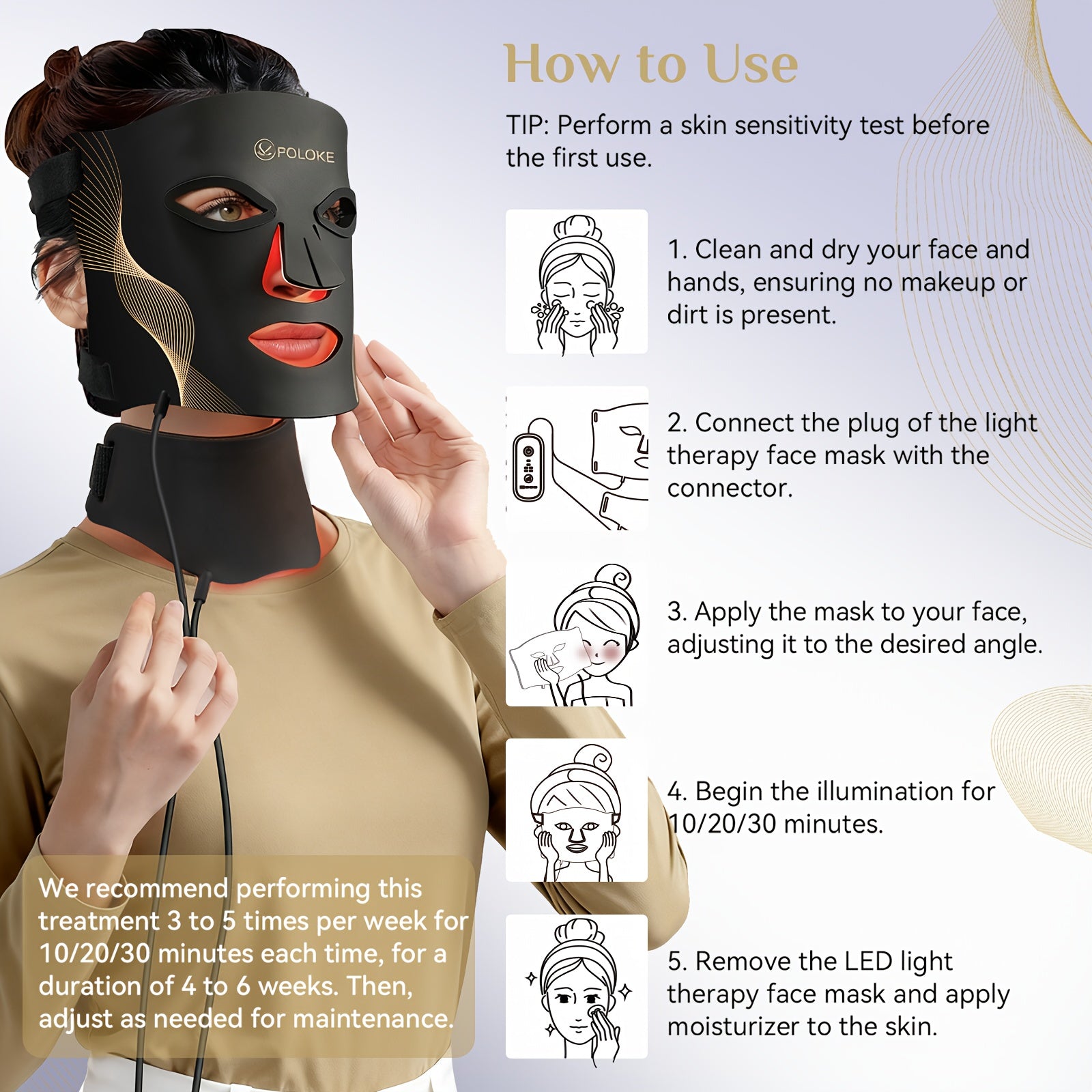 FDA Cleared 7-color LED Phototherapy Face Mask And Neck Care, LED Red Light, Reduce Oil, Home Use, Improves Pores, Repairs Dullness And Acne.