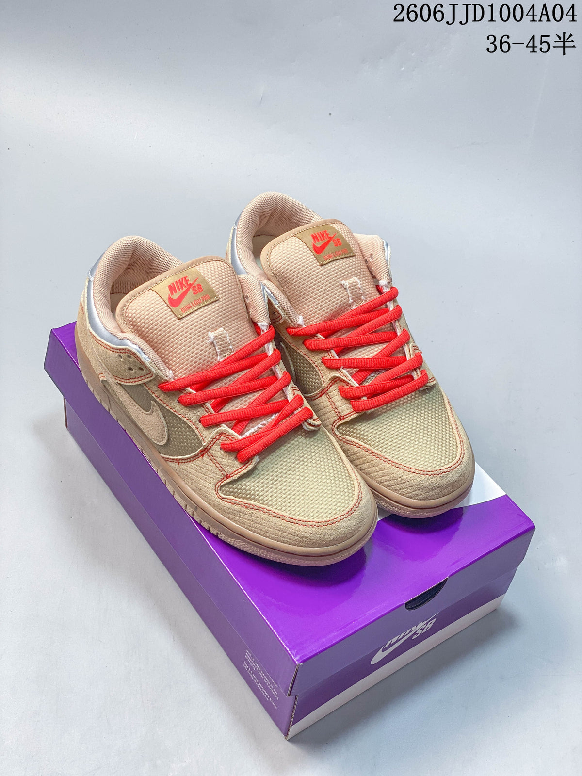 Nike SB Dunk Low Pro Skate Shoes in Tan and Red