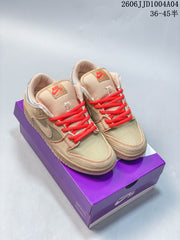 Nike SB Dunk Low Pro Skate Shoes in Tan and Red