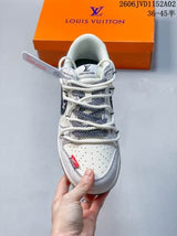 Louis Vuitton x Nike Dunk Low White Gray Sneakers