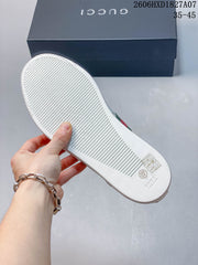 Gucci White Perforated Low-Top Sneakers with Green-Red Web
