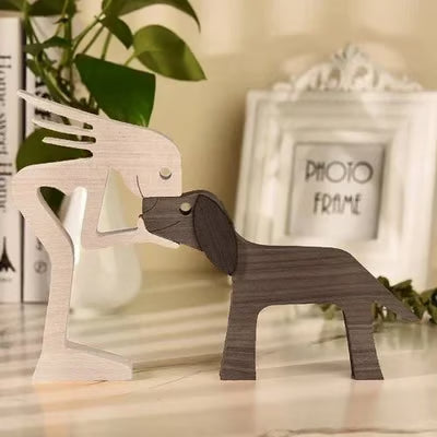 Handcrafted Wood Pet & Child Sculpture – Personalized Dog Cat Figurine Home Decor Gift
