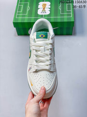 Nike Dunk Low World Cup-Inspired Sneakers in White and Green