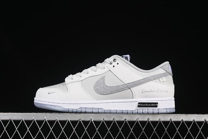Nike SB Dunk Low White Silver Glitter Sneakers
