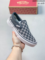 Vans Classic Slip-On Checkerboard Sneakers, Black and White