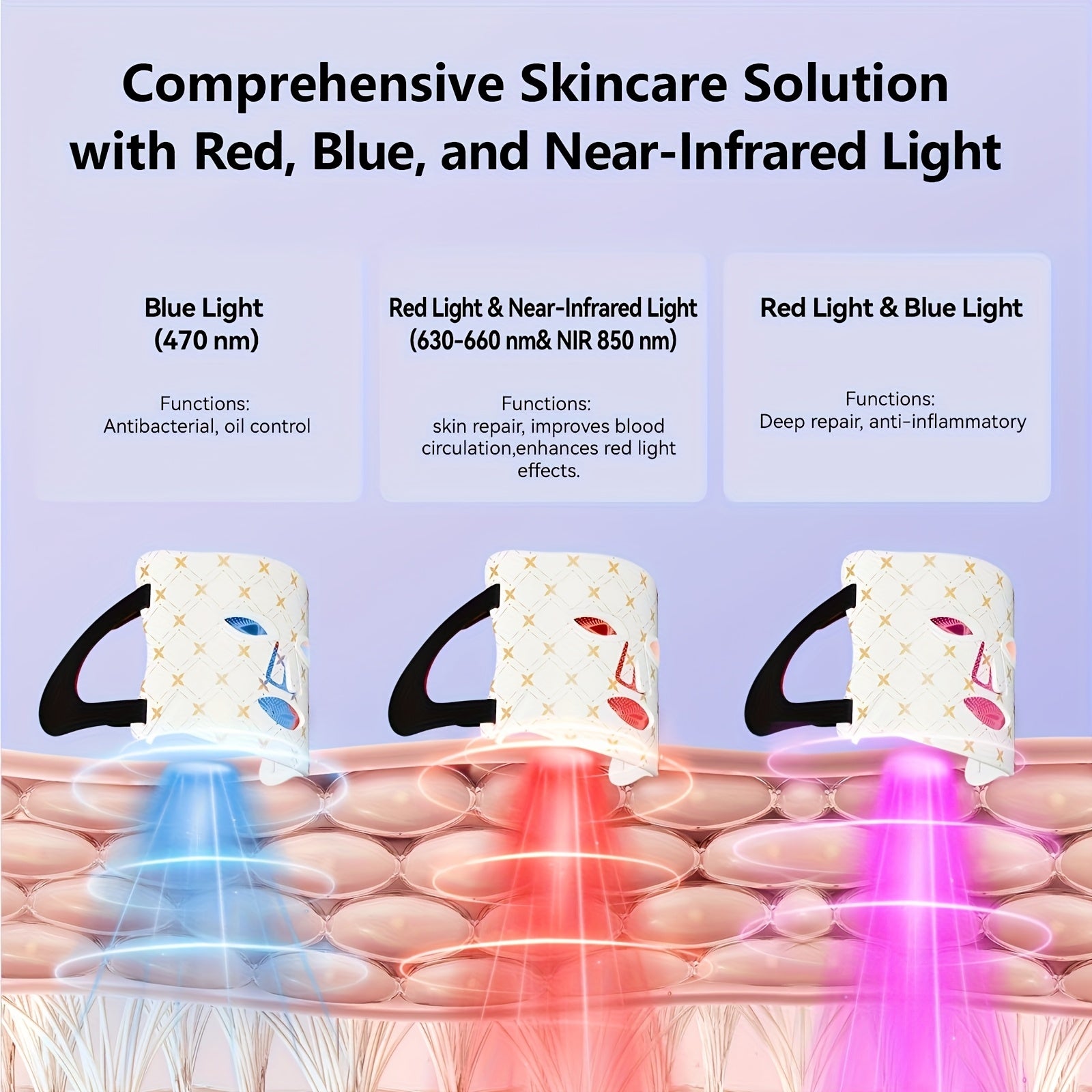 FDA Cleared LED Red Light Relax Mask, 630 Nm And 830 Nm Wavelength LED Home Light Relax Device, Electric Beauty Mask Device, Facial Skin Care Device