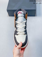 Nike Air Jordan 1 Retro High OG Sneakers – White, Gray & Brown