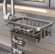 Kitchen Sink Faucet Sponge Holder – Space Aluminum, Rustproof, Fast-Drain, Hook Design