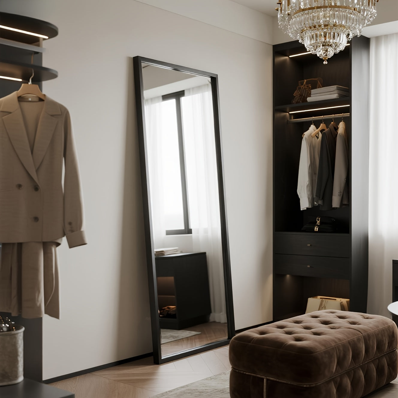 Full Length Mirror, 69x24 Inch\u002F 56x15 Inch Large Floor Length Mirror, Long Free Standing Mirror with Stands, Wall Mounted Bathroom Mirror Leaning Against Wall, Vertically Horizontally Home Decor for Bedroom, Living Room, Hallway, Entryway