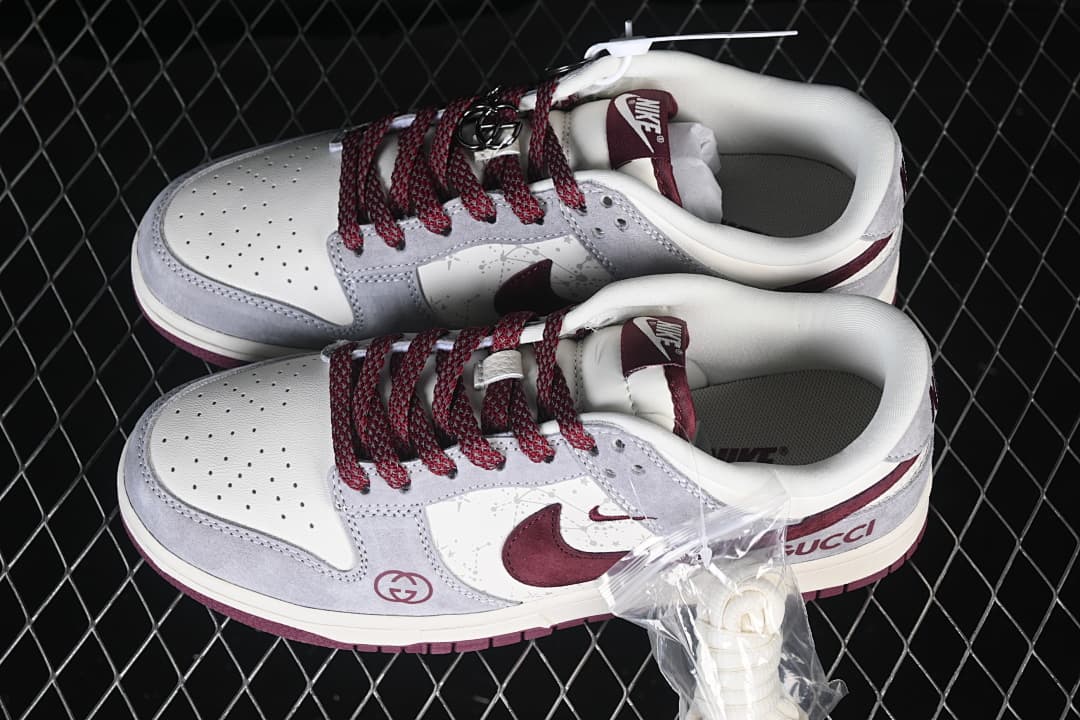 Nike SB Dunk Low Gray White Burgundy Sneakers DN3168-01