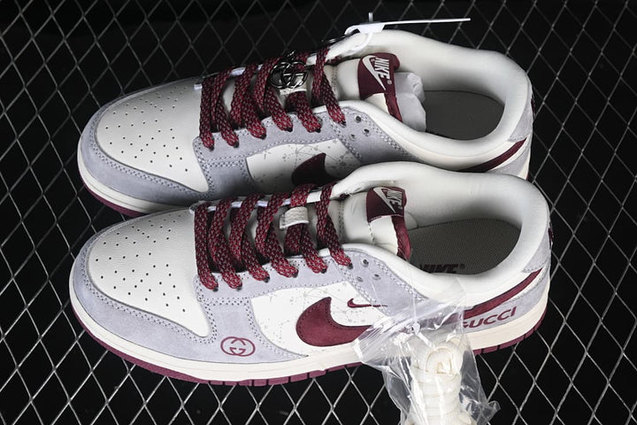 Nike SB Dunk Low Gray White Burgundy Sneakers DN3168-01
