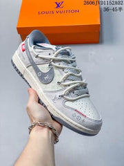Louis Vuitton x Nike Dunk Low Graffiti Sneakers Gray White CX5050-Y18