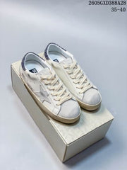 Golden Goose Super-Star Low-Top Sneakers in White and Gray