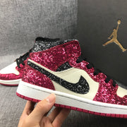 Air Jordan 1 Mid Chicago Starfish Sneakers, Red and Black