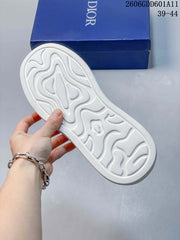 Dior White Logo-Pattern Panel Platform Sneakers