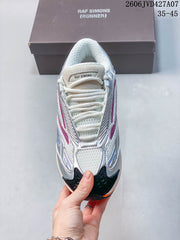 Raf Simons Cylon-21 Low-Top Sneakers, Silver and Orange