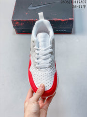Nike Air Max 1 White and Red Sneakers