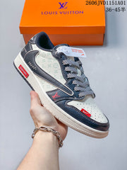 Jordan Air Jordan 1 Low Fragment-Style Sneakers, White and Blue