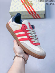 adidas Originals Gazelle Indoor Sneakers in White and Red