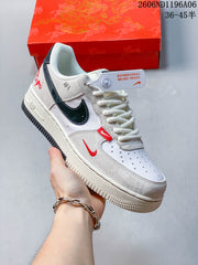 Nike Air Force 1 Low Year of the Horse Sneakers, White and Grey