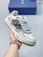 Dior Low-Top Sneakers in White with Patterned Side Panels