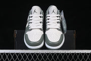 Air Jordan 1 Low Sneakers in White and Olive Green