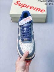 Nike Air Force 1 Low ’07 x Supreme White Blue Red Sneakers