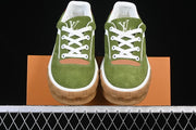 Louis Vuitton Green and White Low-Top Lace-Up Sneakers