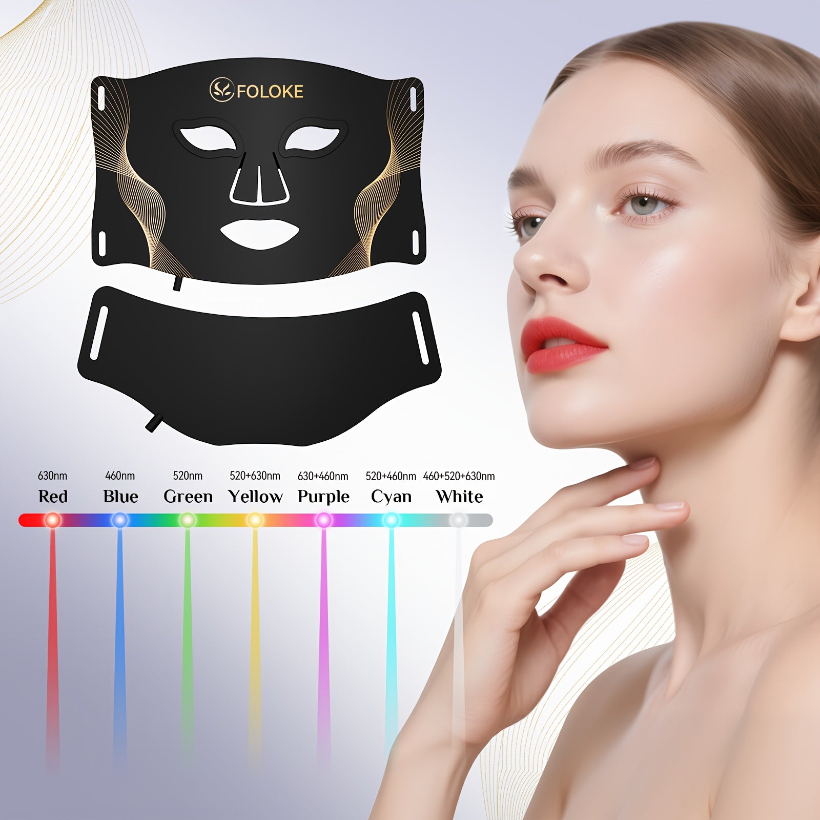 FDA Cleared 7-color LED Phototherapy Face Mask And Neck Care, LED Red Light, Reduce Oil, Home Use, Improves Pores, Repairs Dullness And Acne.