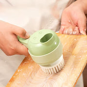 4-in-1 Electric Food Chopper & Vegetable Slicer Set – Handheld Garlic Mincer with Peeler & Cleaning Brush