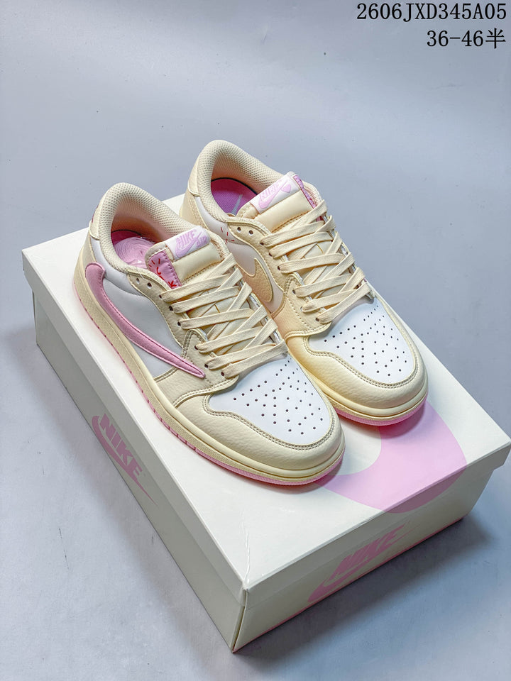 Air Jordan 1 Low Pink and Cream Sneakers DM7866-162