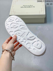 Alexander McQueen White Platform Sneakers with Navy Heel Tab