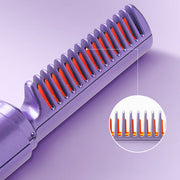 Mini Cordless Hair Straightener Brush – Ceramic Comb, USB Rechargeable, All Hair Types