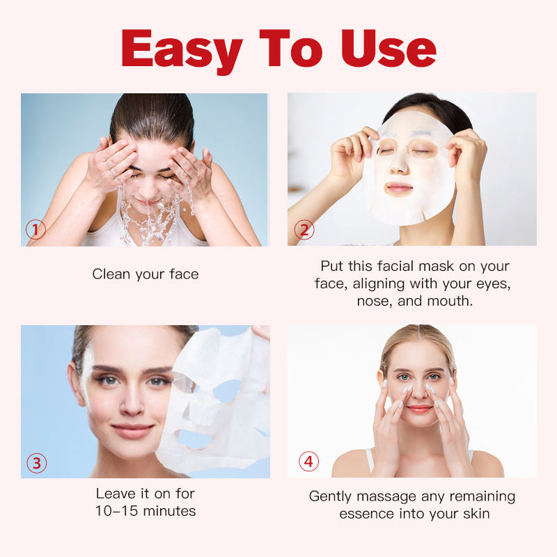 100pcs Moisturizing Collagen Face Mask, Rose Mask Sheet Overnight with Hyaluronic Acid and Niacinamide, Facial Mask Sheet, Deep Hydration, Firming for Dry Skin, Skincare Products, Valentine's Days Gift Set