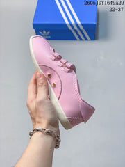 Adidas Three-Stripe Kids Sneakers in Pink with Hook-and-Loop Straps